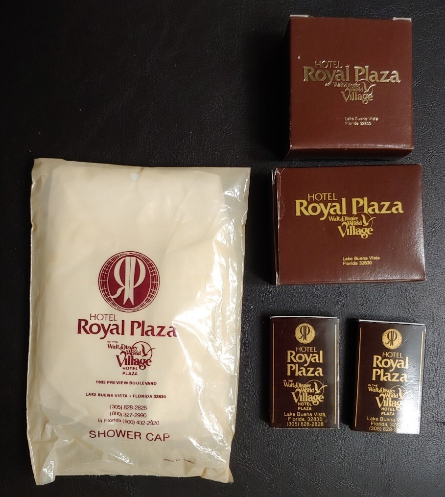 Walt Disney World Village Hotel Royal Plaza Soap Box Shower Cap Matchbook Vntg Walt Disney World Village Hotel Royal Plaza Soap Box Shower Cap Matchbook Vntg