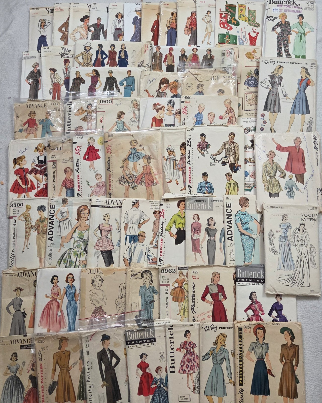 60 Vtg 40's-70's Sewing Pattern Lot Vogue DuBarry Advance Simplicity McCalls 60 Vtg 40's-70's Sewing Pattern Lot Vogue DuBarry Advance Simplicity McCalls