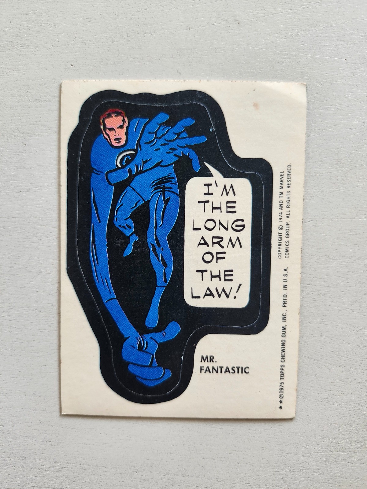 Mr Fantastic RARE Vintage 1975 Topps Marvel Super Heroes Long Arm Of The Law VG