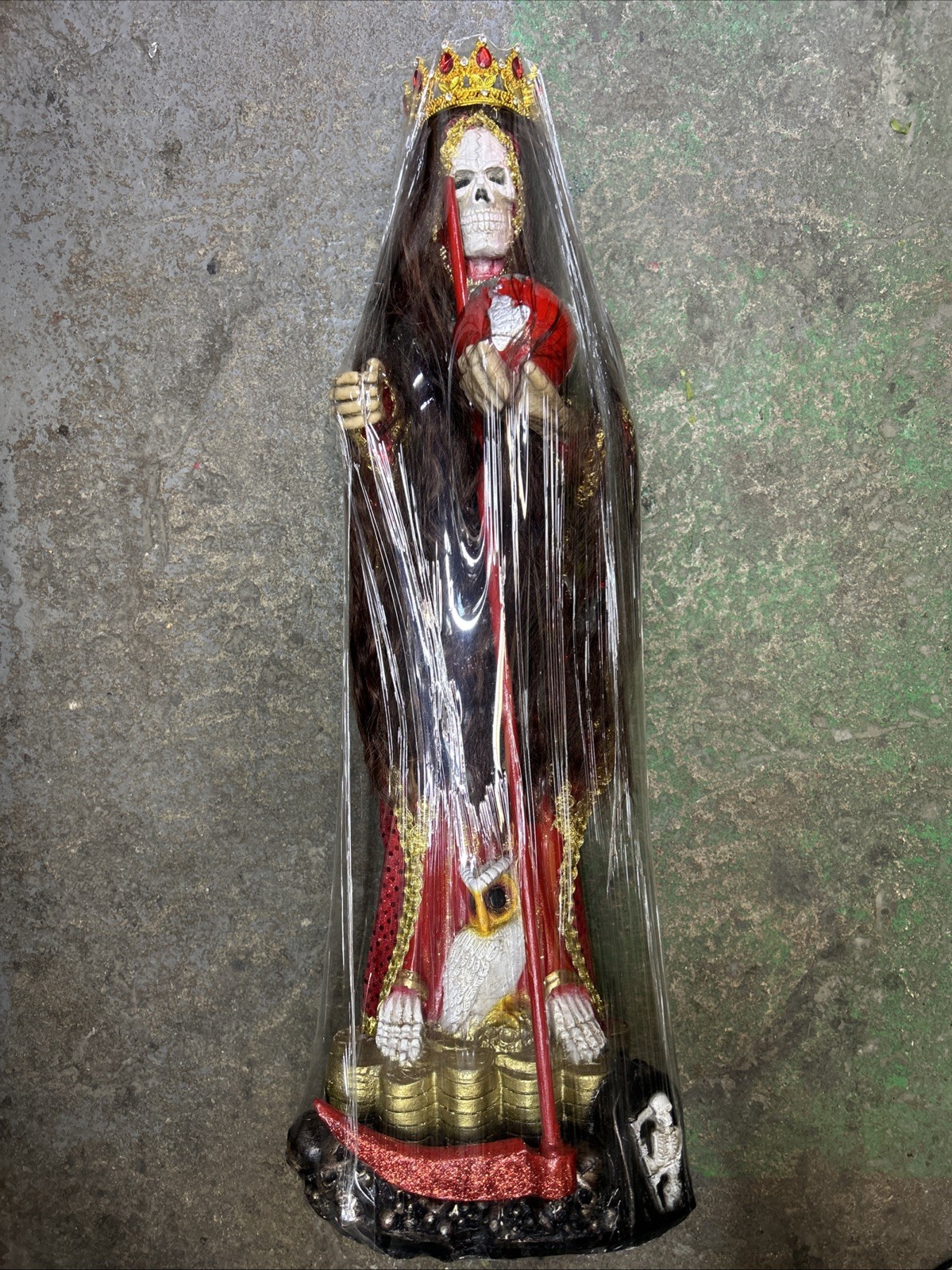 Santa Muerte Red 28in Queen With Hair Fixed Santa Muerte Red 28in Queen With Hair Fixed