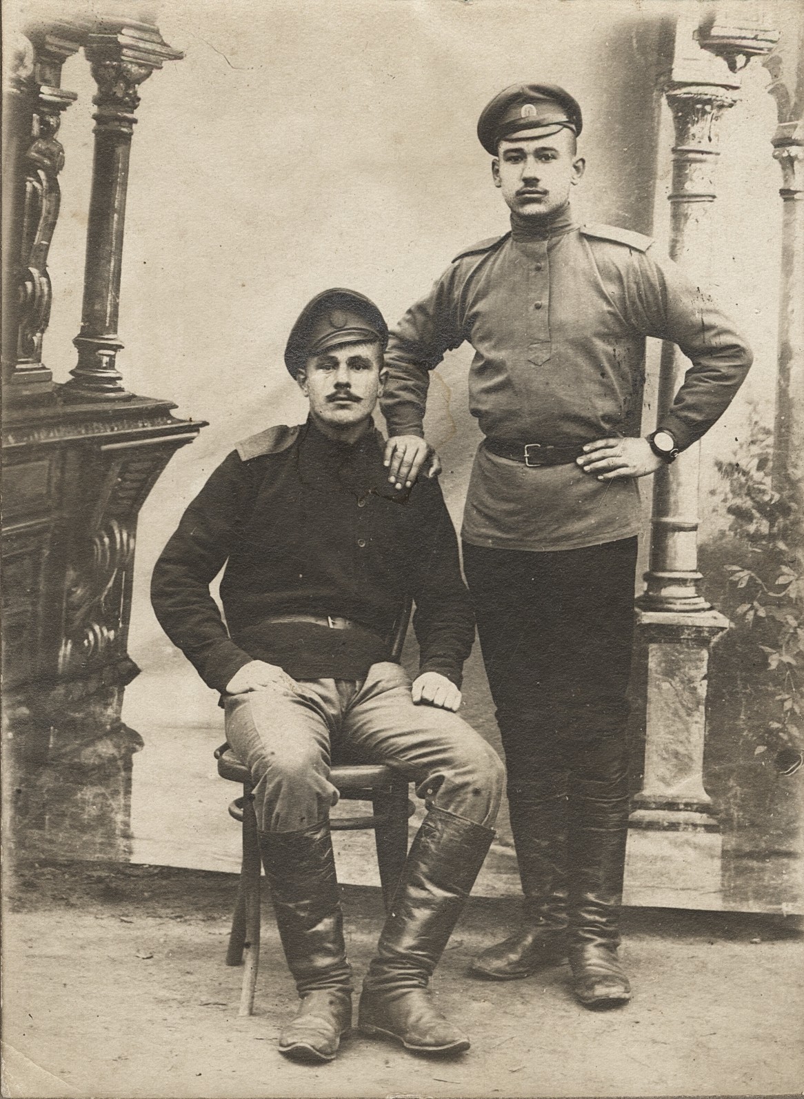 c. 1910's Two Affectionate Russian Soldiers Cabinet Photograph c. 1910's Two Affectionate Russian Soldiers Cabinet Photograph