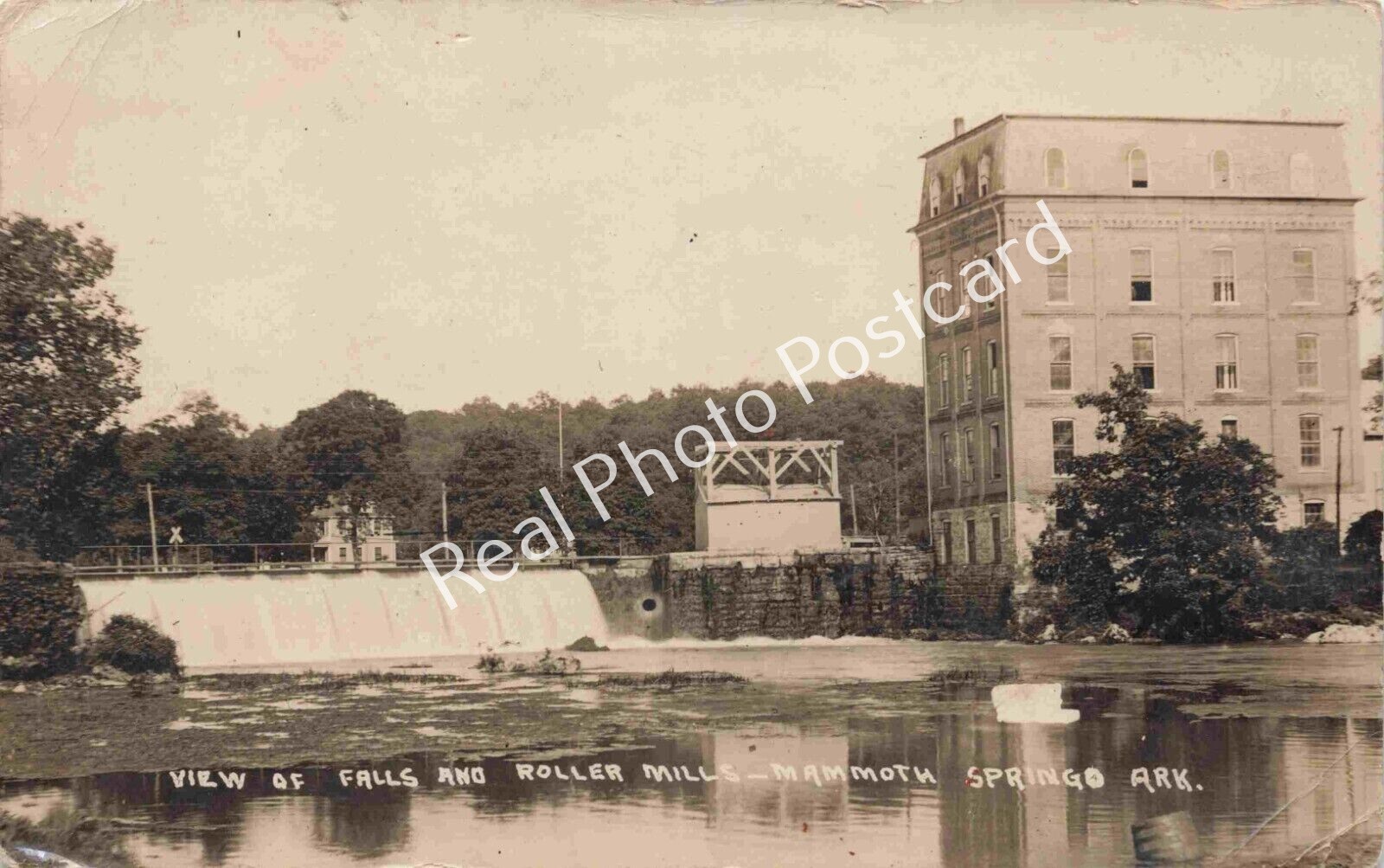 RPPC Mammoth Spring Fulton County Arkansas Falls & Roller Mills Photo Postcard RPPC Mammoth Spring Fulton County Arkansas Falls & Roller Mills Photo Postcard