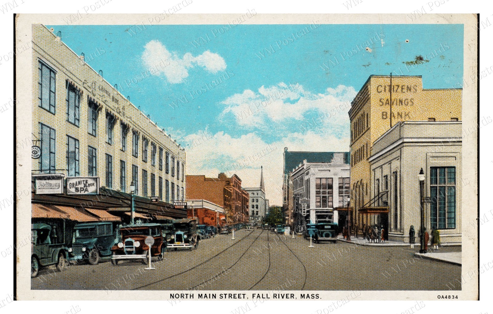 Fall River Massachusetts 1920s North Main Street Cars Standard Postcard Fall River Massachusetts 1920s North Main Street Cars Standard Postcard
