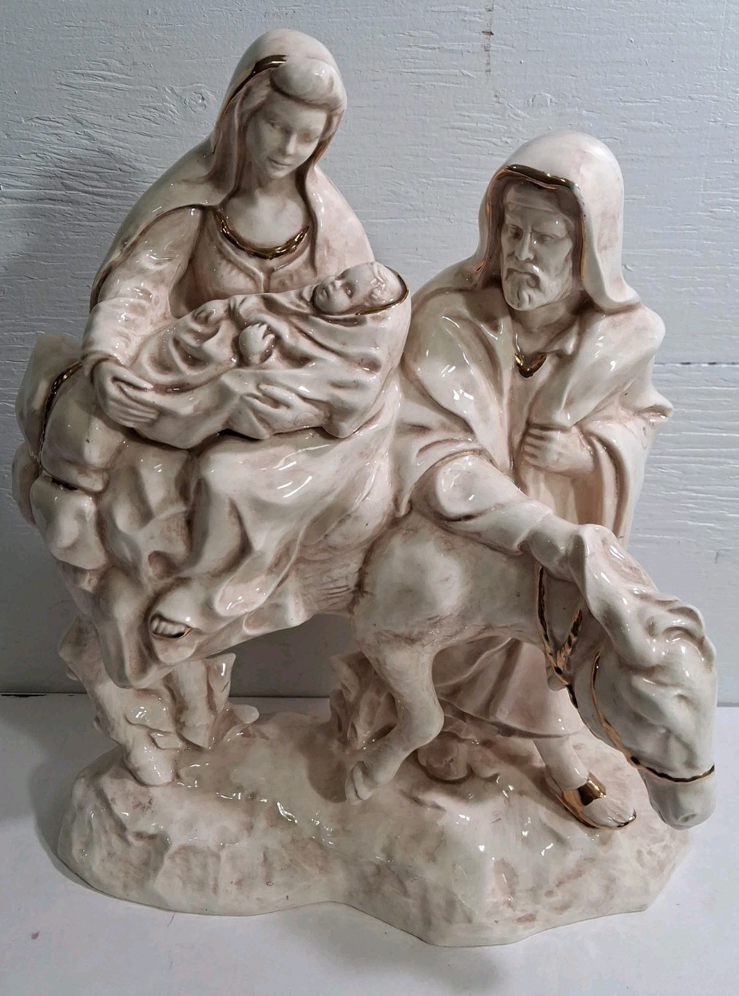 Vintage 1982 Ceramic Holy Family Nativity Provincial Mold Hand Painted 10in  S
