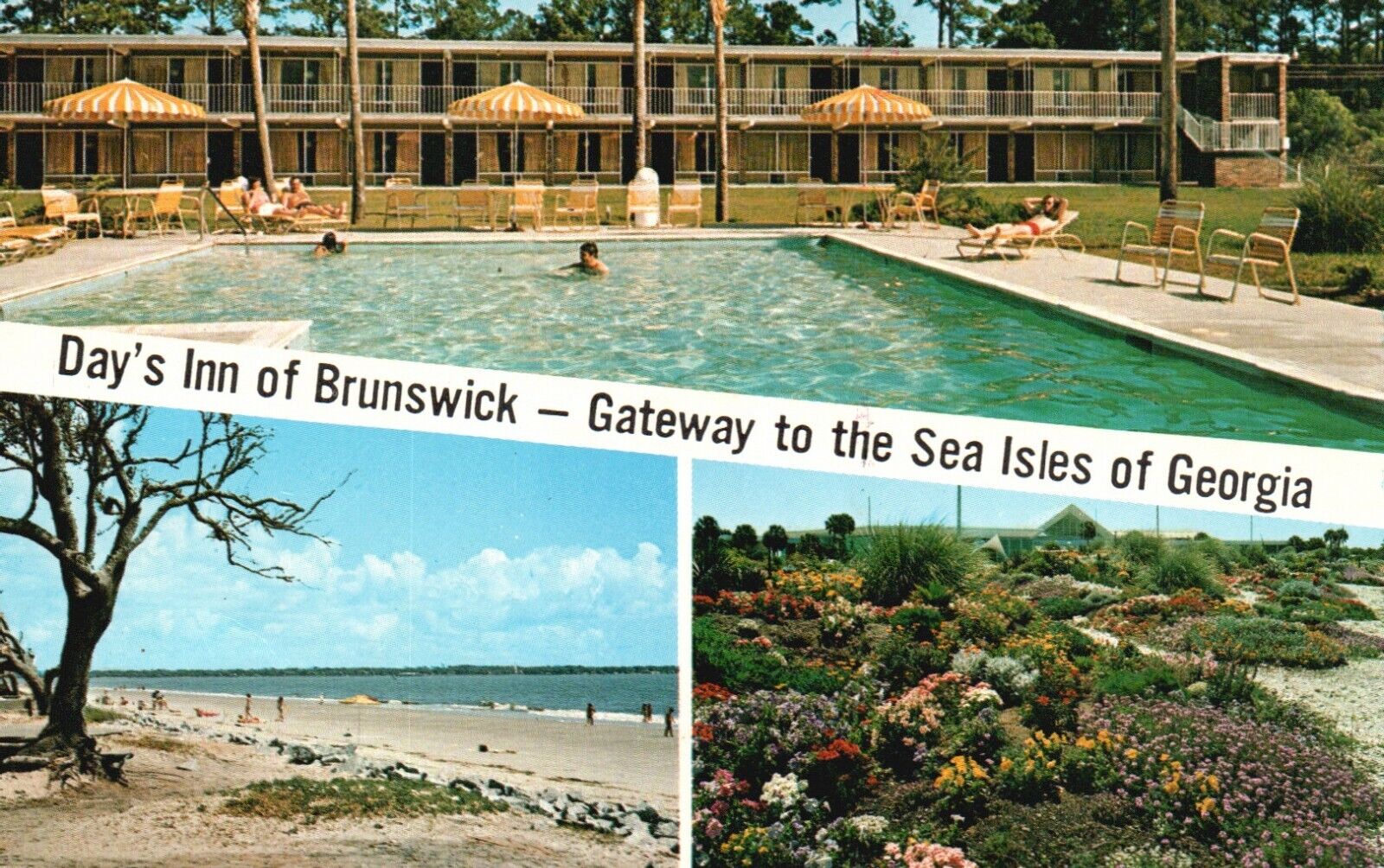 Postcard GA Brunswick Day Inn Gateway to Sea Isles Chrome Vintage PC G7186