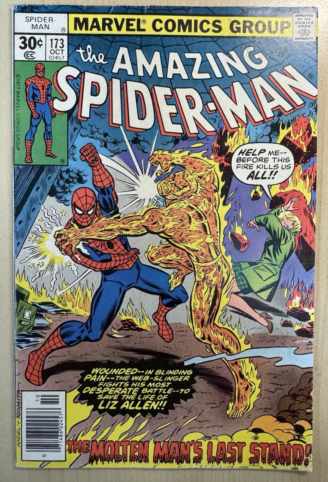Amazing Spider-Man #173 - Mark Jewelers 💎 Rare Insert, Marvel 1977 Molten Man