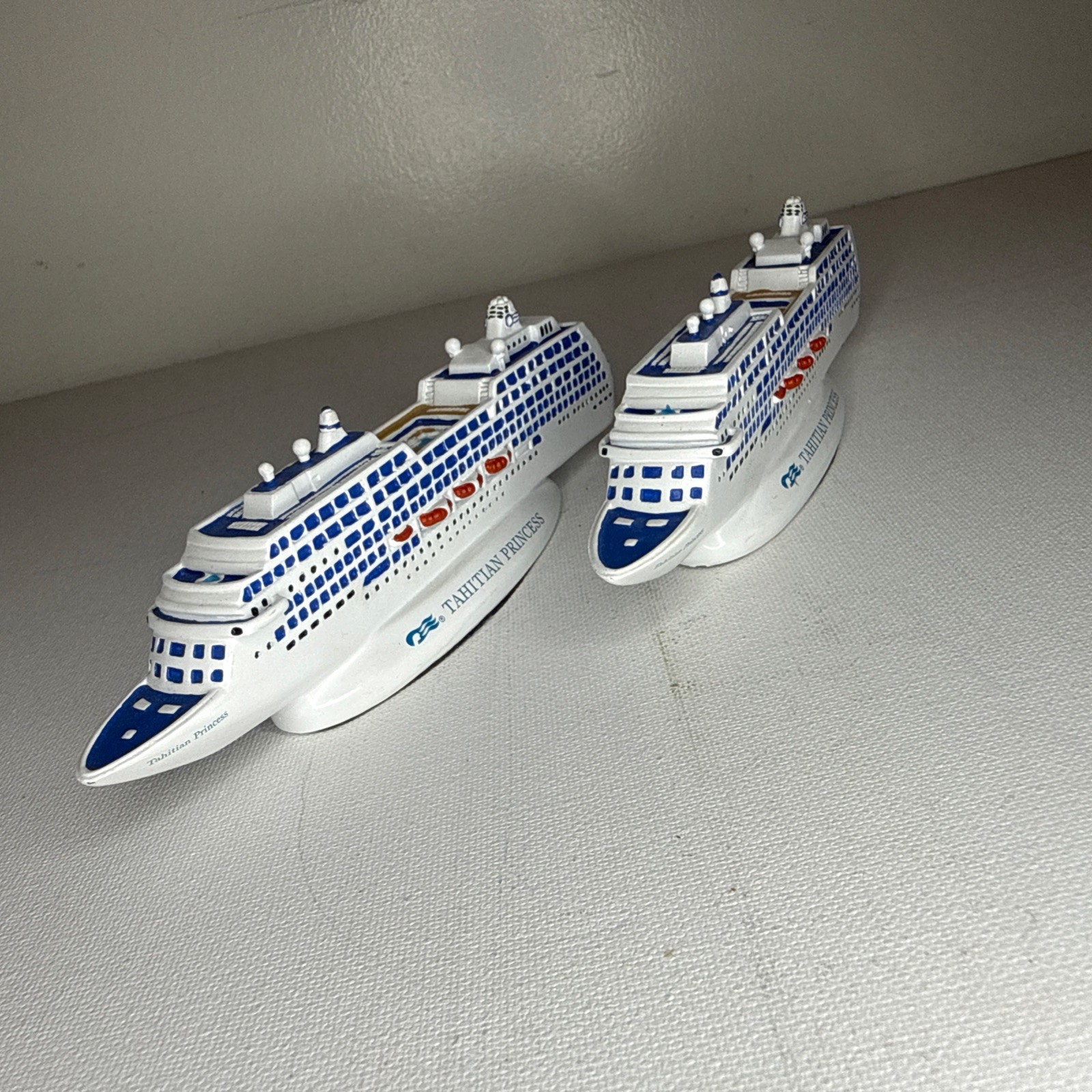 Lot of 2 Princess Cruises Tahitian Princess Ship Miniature Model Resin Souvenir Lot of 2 Princess Cruises Tahitian Princess Ship Miniature Model Resin Souvenir