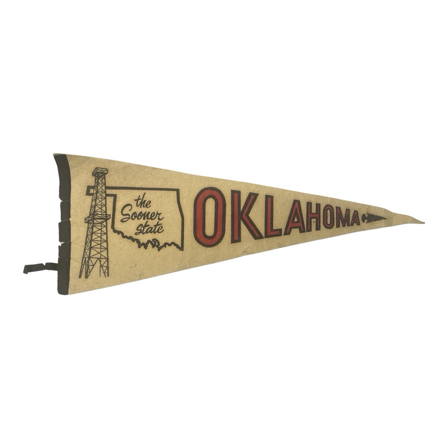 Vintage Oklahoma Sooner State Felt Pennant Oil Derrick Arrowhead Souvenir 1950s Vintage Oklahoma Sooner State Felt Pennant Oil Derrick Arrowhead Souvenir 1950s