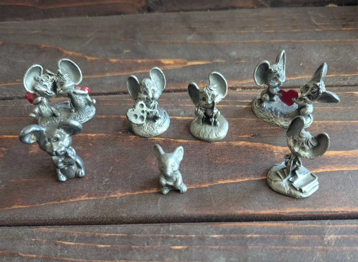 Vintage Pewter Mouse Figurines Lot of 7 Hallmark Little Gallery Huson Cheddar&CO Vintage Pewter Mouse Figurines Lot of 7 Hallmark Little Gallery Huson Cheddar&CO