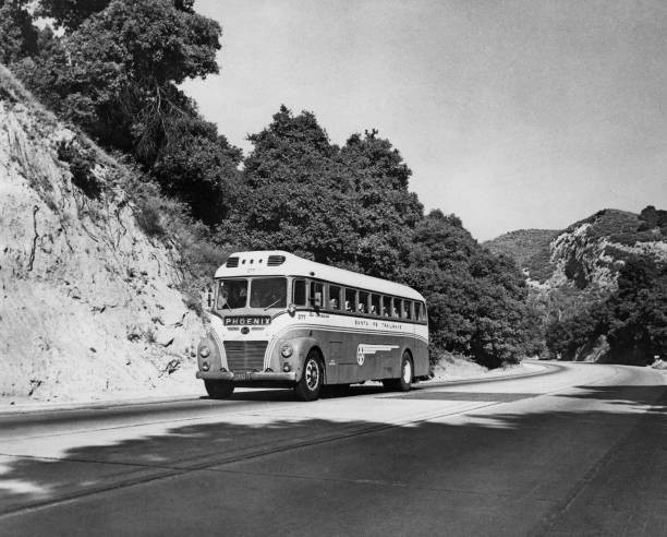 Brill bus Santa Fe Trailways en route Phoenix Arizona USA 1945 Old Photo