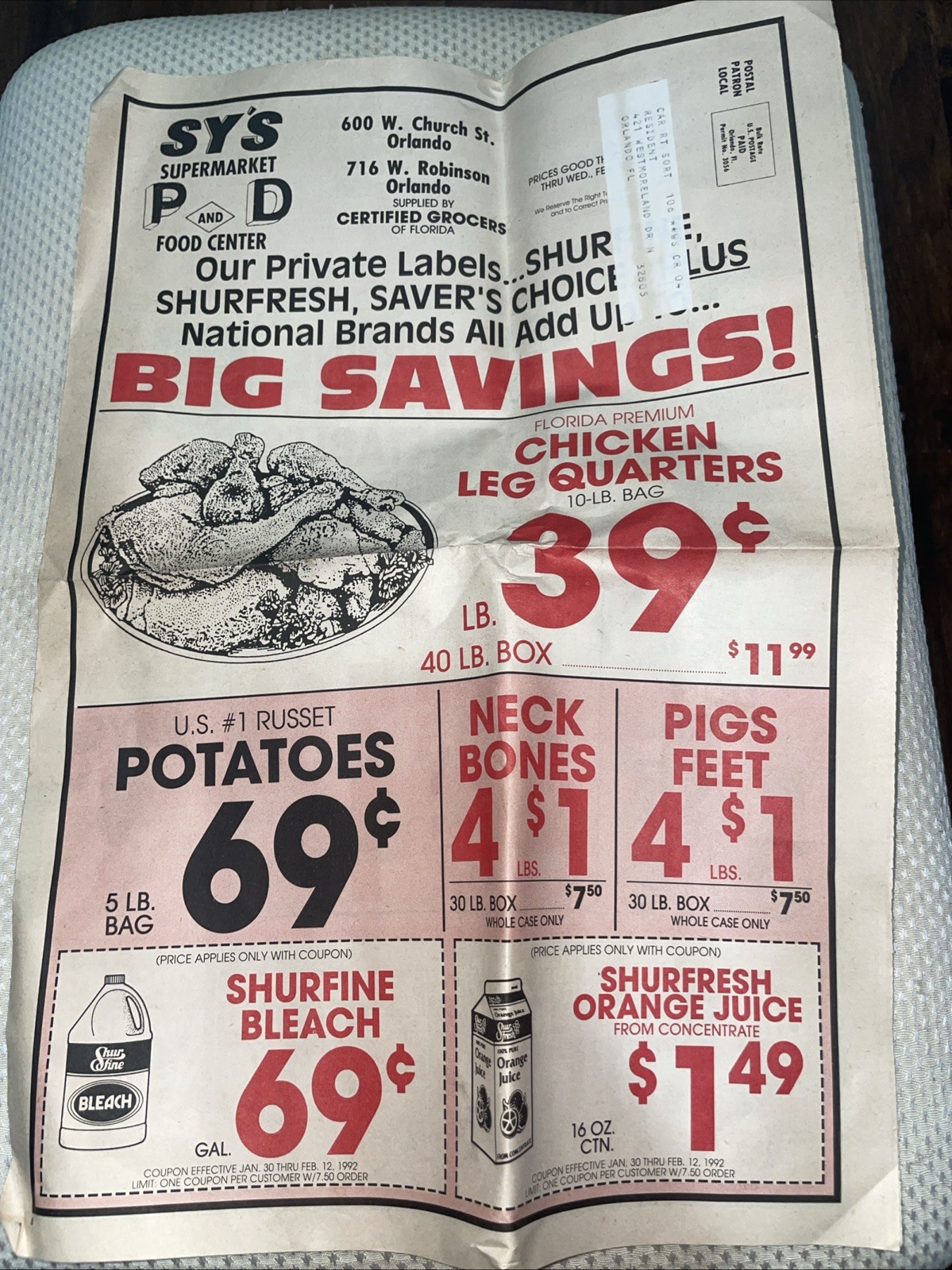Vintage Local Supermarket Advertising From 1990 Paper Vintage Local Supermarket Advertising From 1990 Paper