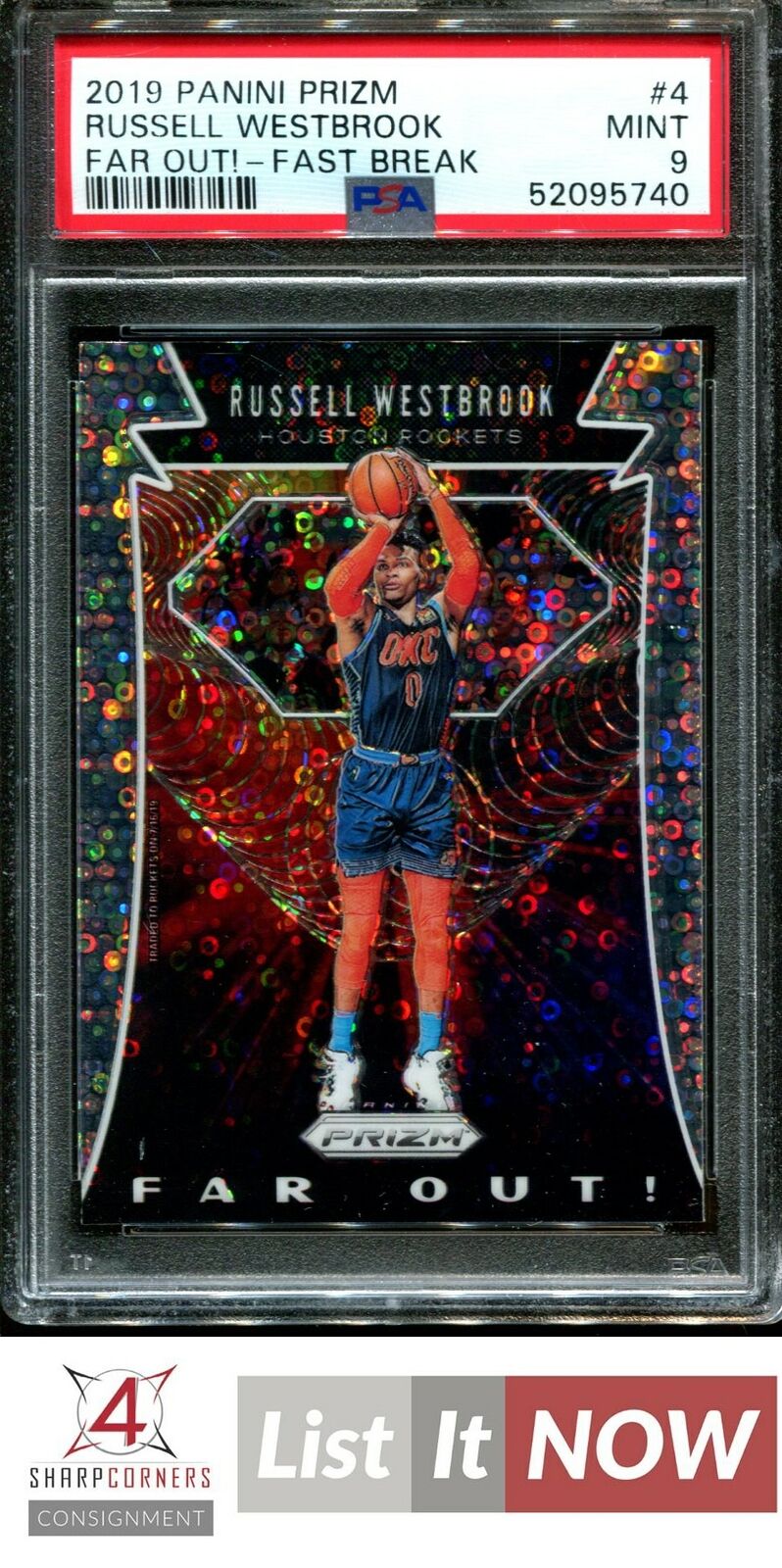 2019 PANINI PRIZM FAR OUT-FAST BREAK RUSSELL WESTBROOK POP 1 PSA 9 A3234136-740