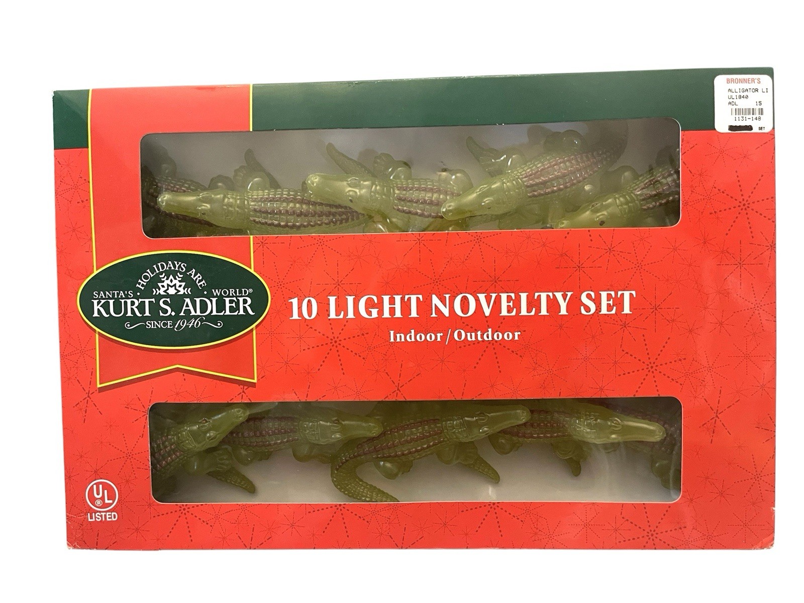 RARE VTG KURT ADLER BRONNERS Alligator Crocodile 10 Light Novelty Set NIB RARE VTG KURT ADLER BRONNERS Alligator Crocodile 10 Light Novelty Set NIB