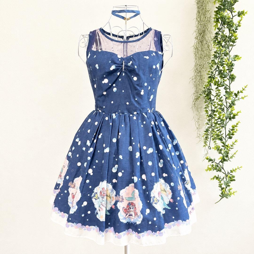 Secret Honey Disney Ariel Little Mermaid Blue Dot OnePiece Dress Japan