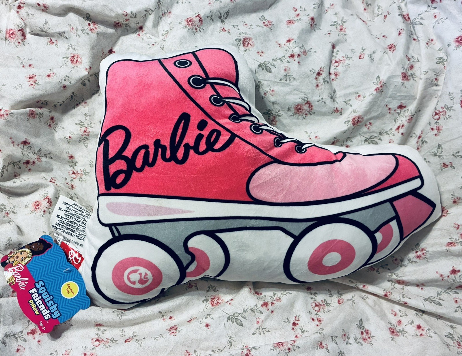 Barbie The Movie Barbie Roller Skate Decorative Bed Pillow Pink 21\ Barbie The Movie Barbie Roller Skate Decorative Bed Pillow Pink 21\