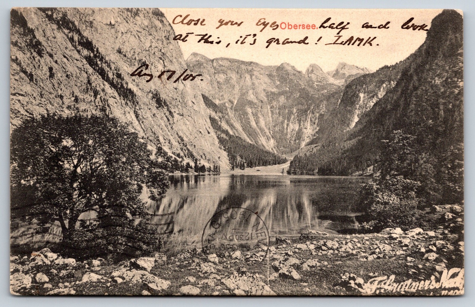Vintage Postcard Lake Obersee Germany Posted 1905 Vintage Postcard Lake Obersee Germany Posted 1905