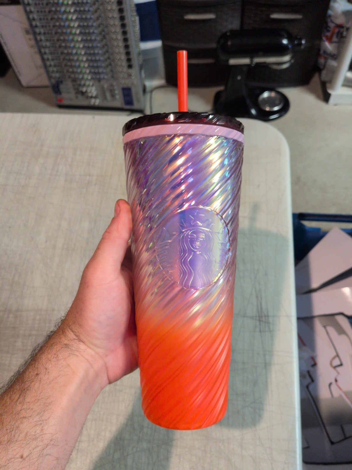 Starbucks Winter 2025 Sunrise Red Orange Pearl Ombre Swirl Venti Tumbler 24oz Starbucks Winter 2025 Sunrise Red Orange Pearl Ombre Swirl Venti Tumbler 24oz