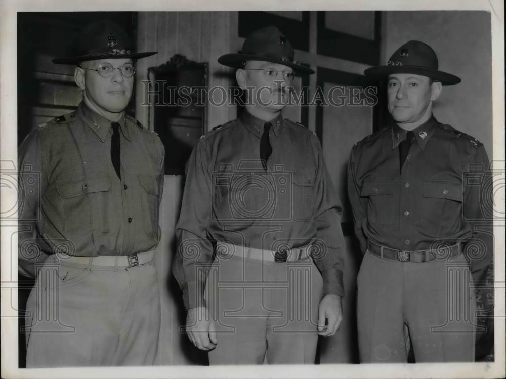 1940 Press Photo Maj. Walter S. Buhoh, Col. A E Henderson, Capt. Frank J. Bruml