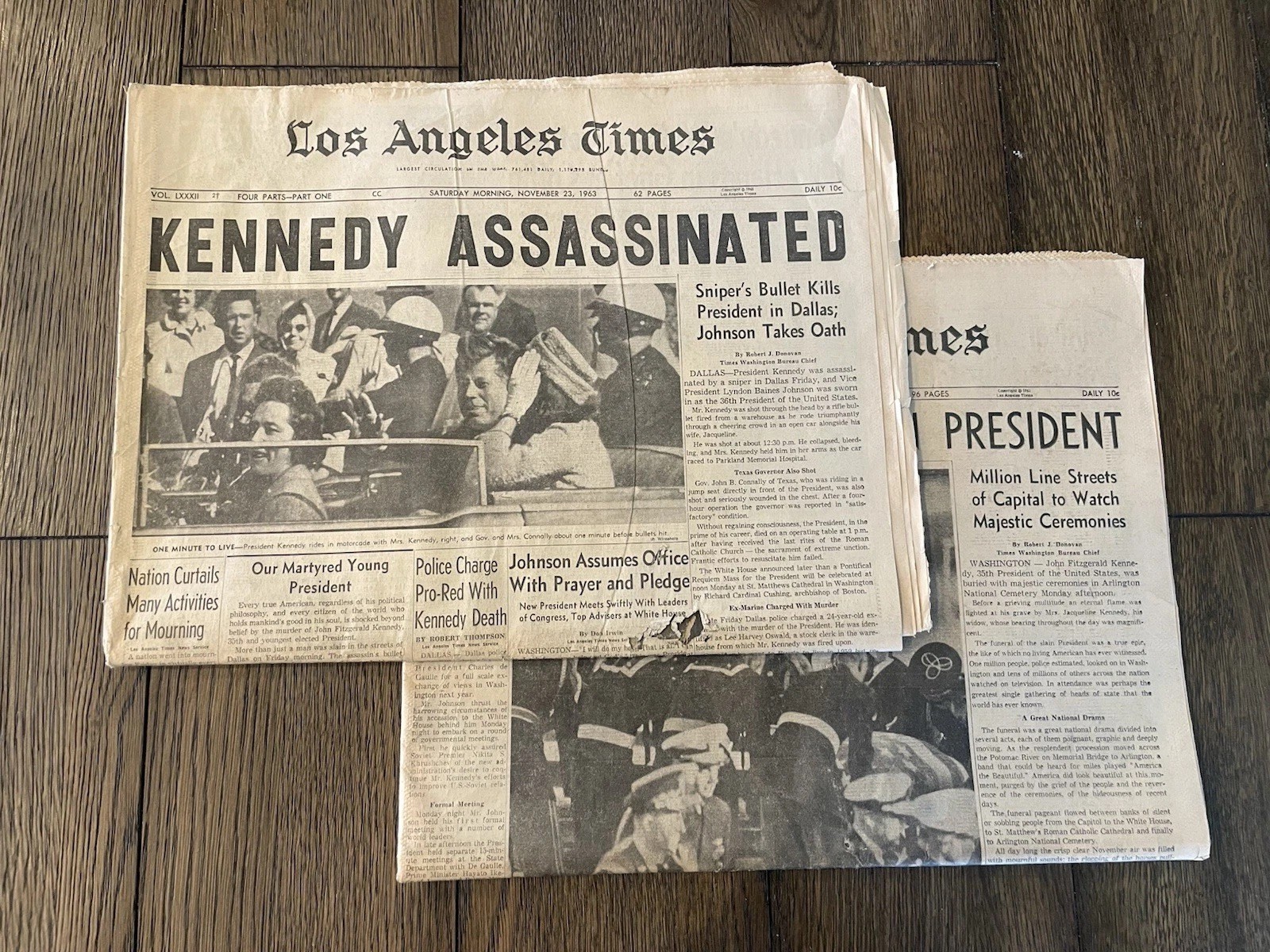1963 Los Angeles Times JFK Kennedy Assassination & Funeral Newspapers Lot Of 2