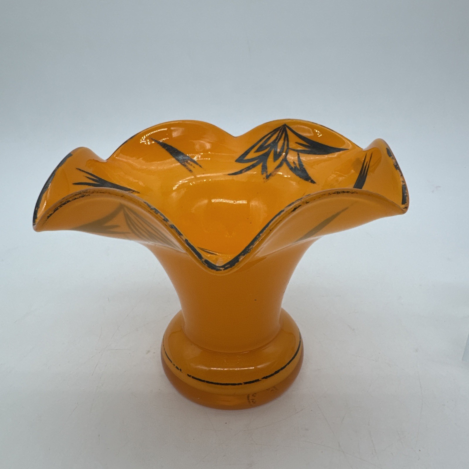 Antique Vintage 1920’s Czech Art Tango Glass Deco Vase - HTF Color and Detailing