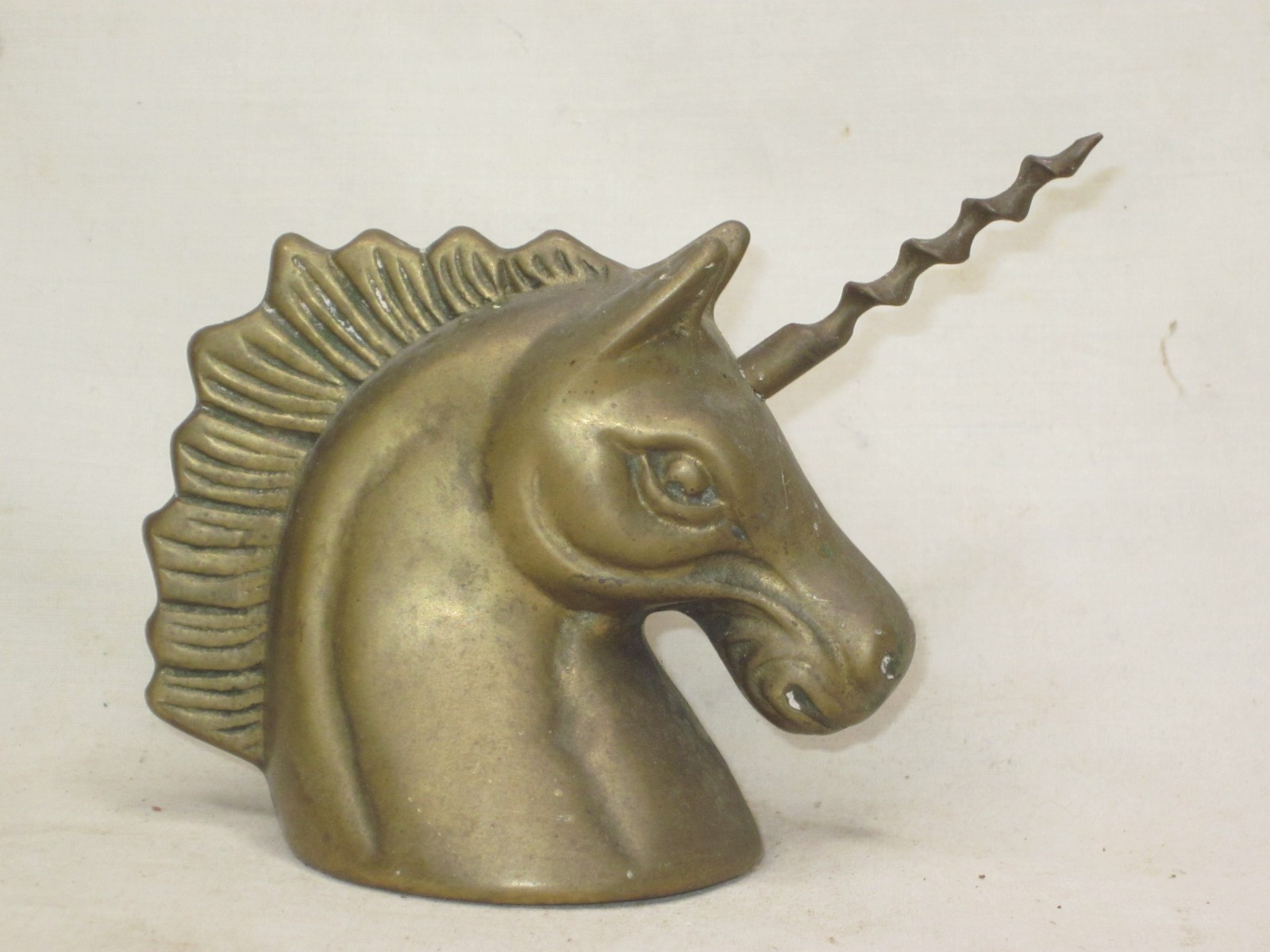 vintage solid brass unicorn head brass corkscrew bottle opener figural barware vintage solid brass unicorn head brass corkscrew bottle opener figural barware