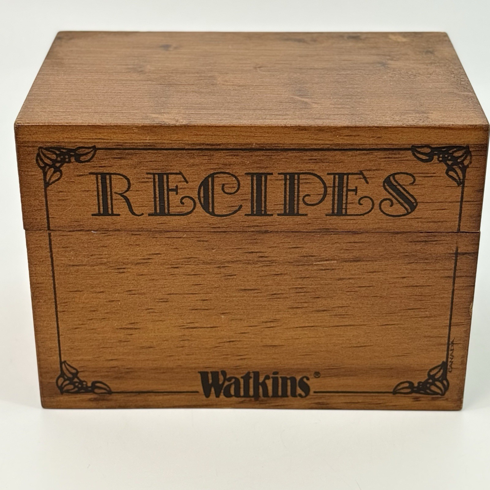 Vintage Rare Watkins Recipe Wood Box With Inserts & Recipes Collector Quality Vintage Rare Watkins Recipe Wood Box With Inserts & Recipes Collector Quality