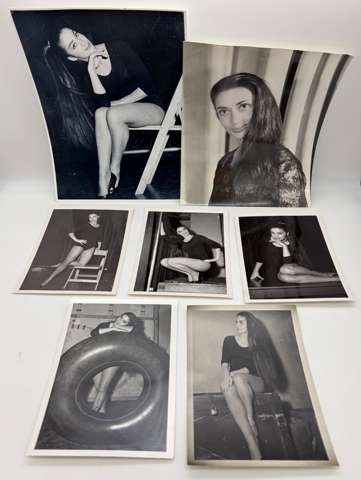 7 Vintage 1960s-1970s Long Hair Woman Model Glamour Portrait Photos 5x7 8x10 Lot