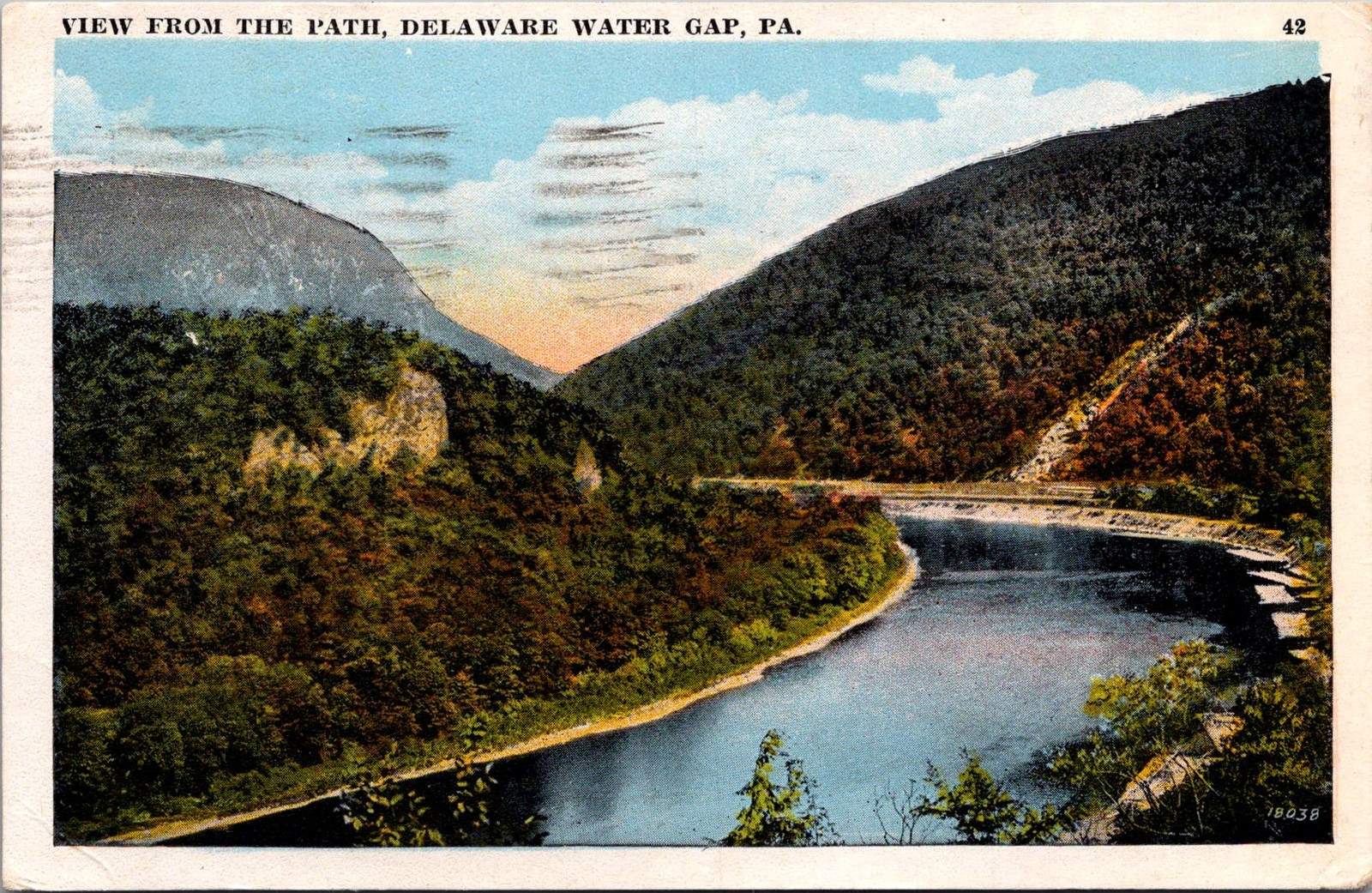 View from the Path Delaware Water Gap PA 1929 Vintage Postcard 5P21-23 View from the Path Delaware Water Gap PA 1929 Vintage Postcard 5P21-23