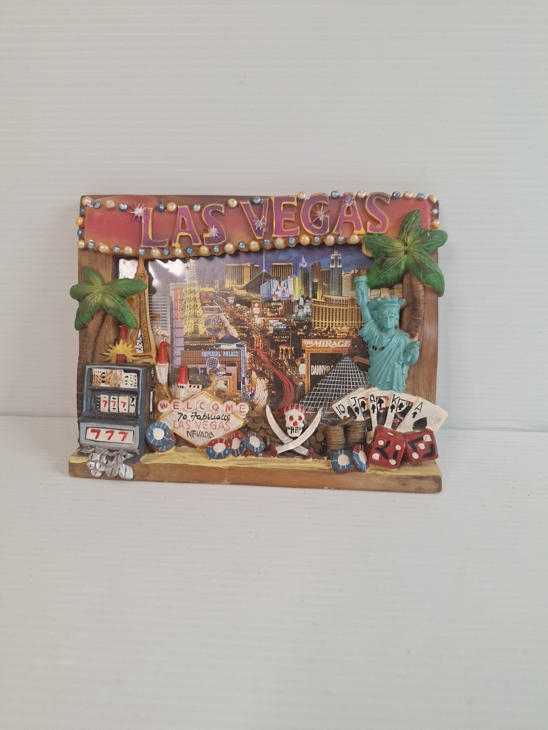 Vtg Welcome To Fabulous Las Vegas Nevada 3D Picture Photo Standing Frame Novelty
