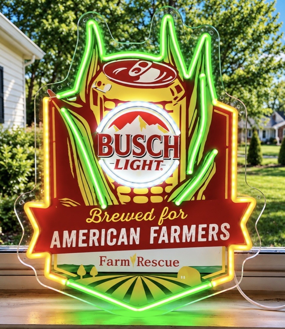 BUSCH LIGHT BREWED FOR AMERICAN FARMERS CORN COB CAN LIGHTED BEER SIGN FARM BAR BUSCH LIGHT BREWED FOR AMERICAN FARMERS CORN COB CAN LIGHTED BEER SIGN FARM BAR