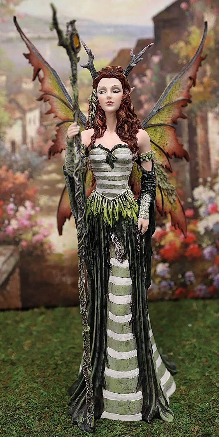 Ebros Greenwoman Dryad Fairy with Merlin's Staff Statue 19 Ebros Greenwoman Dryad Fairy with Merlin's Staff Statue 19