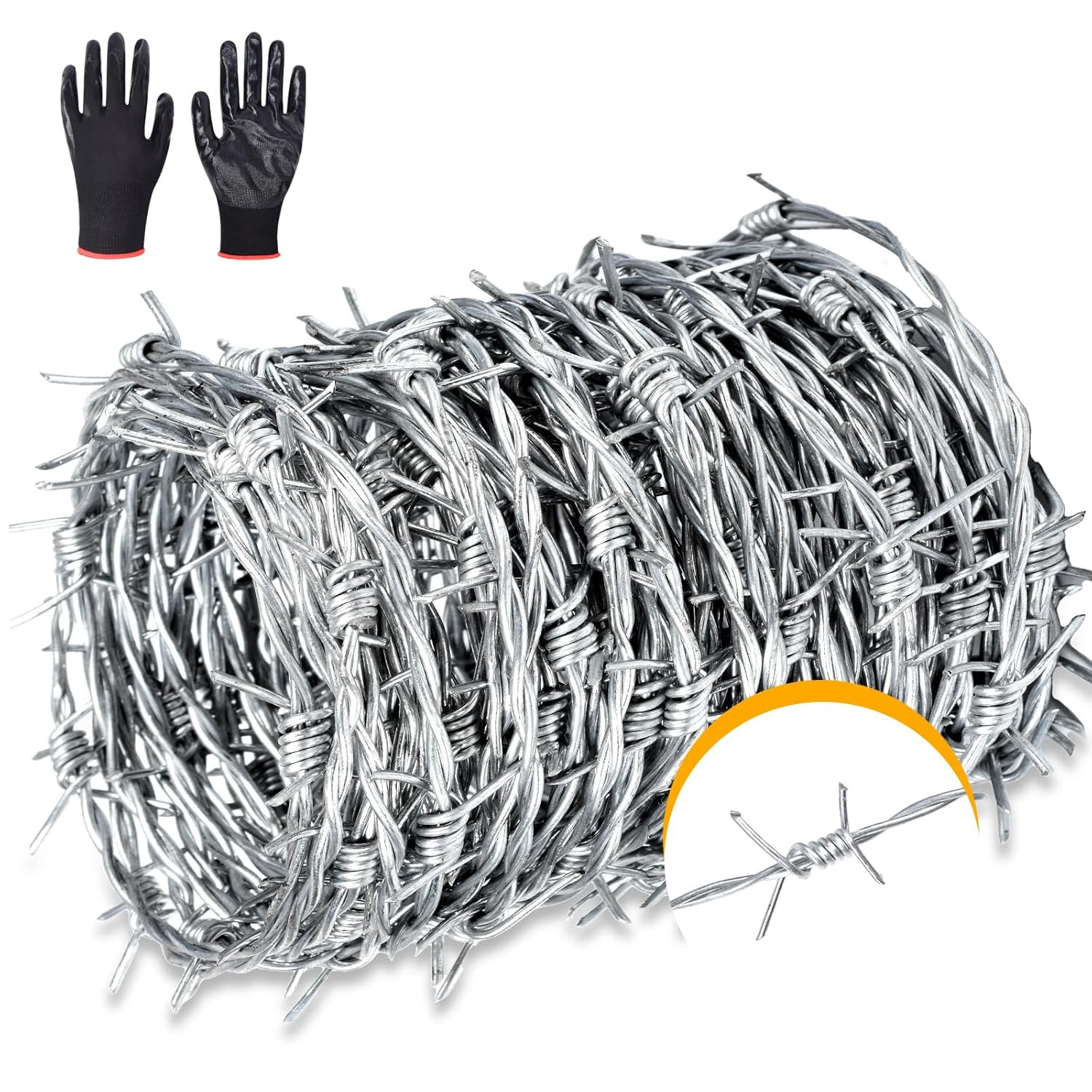 328Ft Barbed Wire, 4 Point 16 Gauge Hot-Dip Galvanized Barb Wire Roll for Crafts 328Ft Barbed Wire, 4 Point 16 Gauge Hot-Dip Galvanized Barb Wire Roll for Crafts
