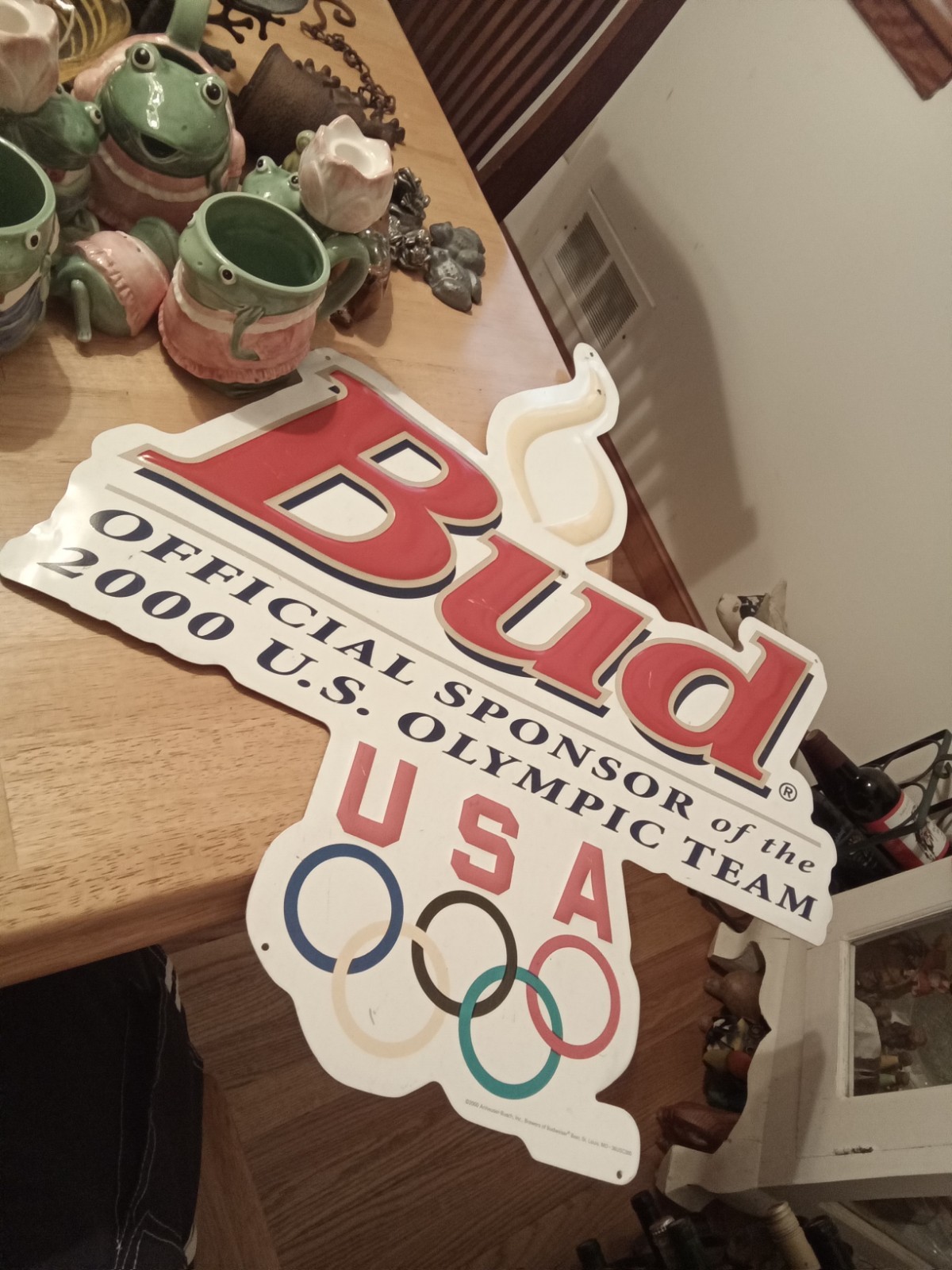 2000 BUD OFFICIAL SPONSOR US OLYMPIC TEAM FLAME TIN SIGN OLYMPICS BUDWEISER BEER 2000 BUD OFFICIAL SPONSOR US OLYMPIC TEAM FLAME TIN SIGN OLYMPICS BUDWEISER BEER