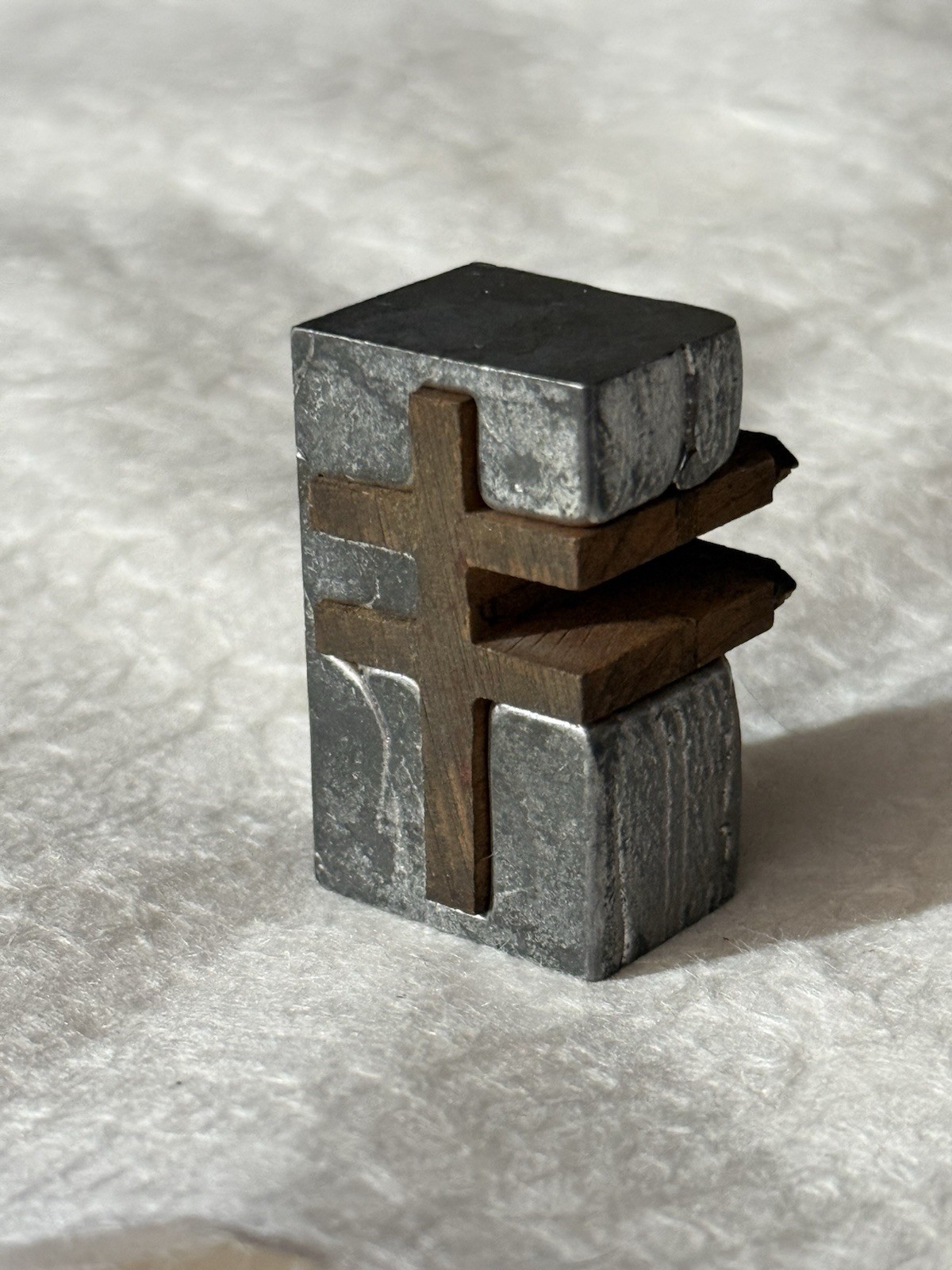 RARE Antique Printing Block Wood Double-barred Orthodox Cross Heavy Metal Casing RARE Antique Printing Block Wood Double-barred Orthodox Cross Heavy Metal Casing