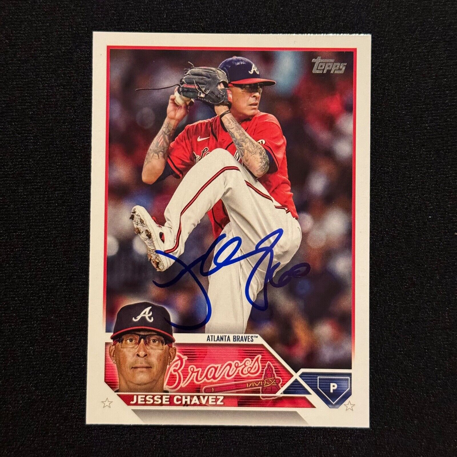 JESSE CHAVEZ Signed Autographed 2023 Topps Update Series Card ATL Braves #US65