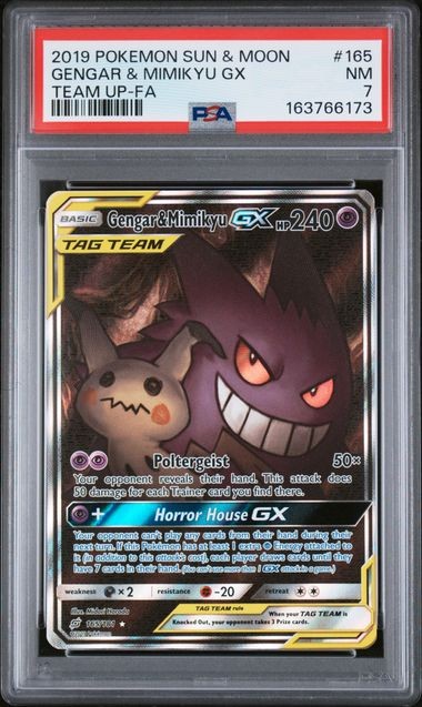Graded Pokemon - Gengar & Mimikyu GX (165/181) Sun & Moon Team Up PSA 7 Graded Pokemon - Gengar & Mimikyu GX (165/181) Sun & Moon Team Up PSA 7