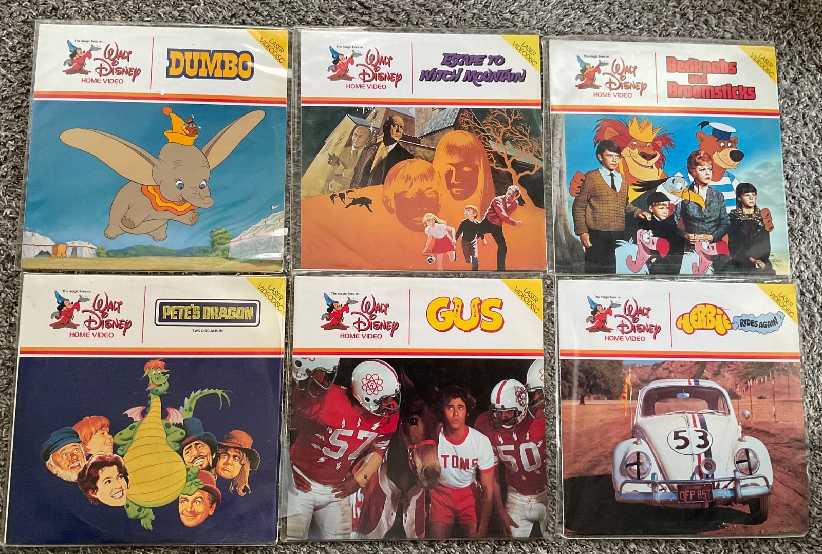 6 X WALT DISNEY HOME VIDEO=(LASERDISC)=HERBIE-PETES DRAGON-DUMBO-WITCH MOUNTAIN+ 6 X WALT DISNEY HOME VIDEO=(LASERDISC)=HERBIE-PETES DRAGON-DUMBO-WITCH MOUNTAIN+