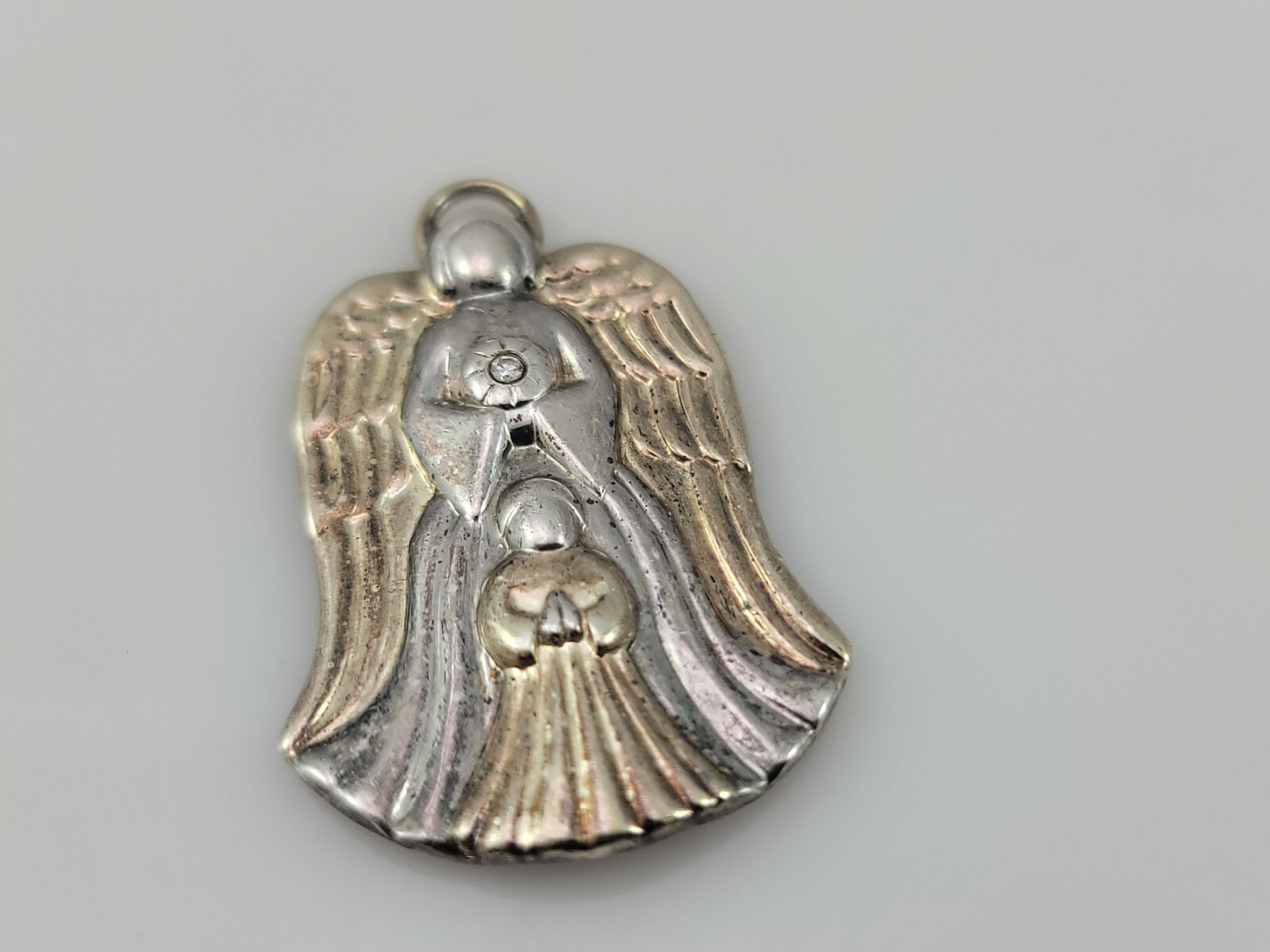 Gorham 925 Sterling Silver Guardian Angel Genuine Diamond (Missing bale) Gorham 925 Sterling Silver Guardian Angel Genuine Diamond (Missing bale)
