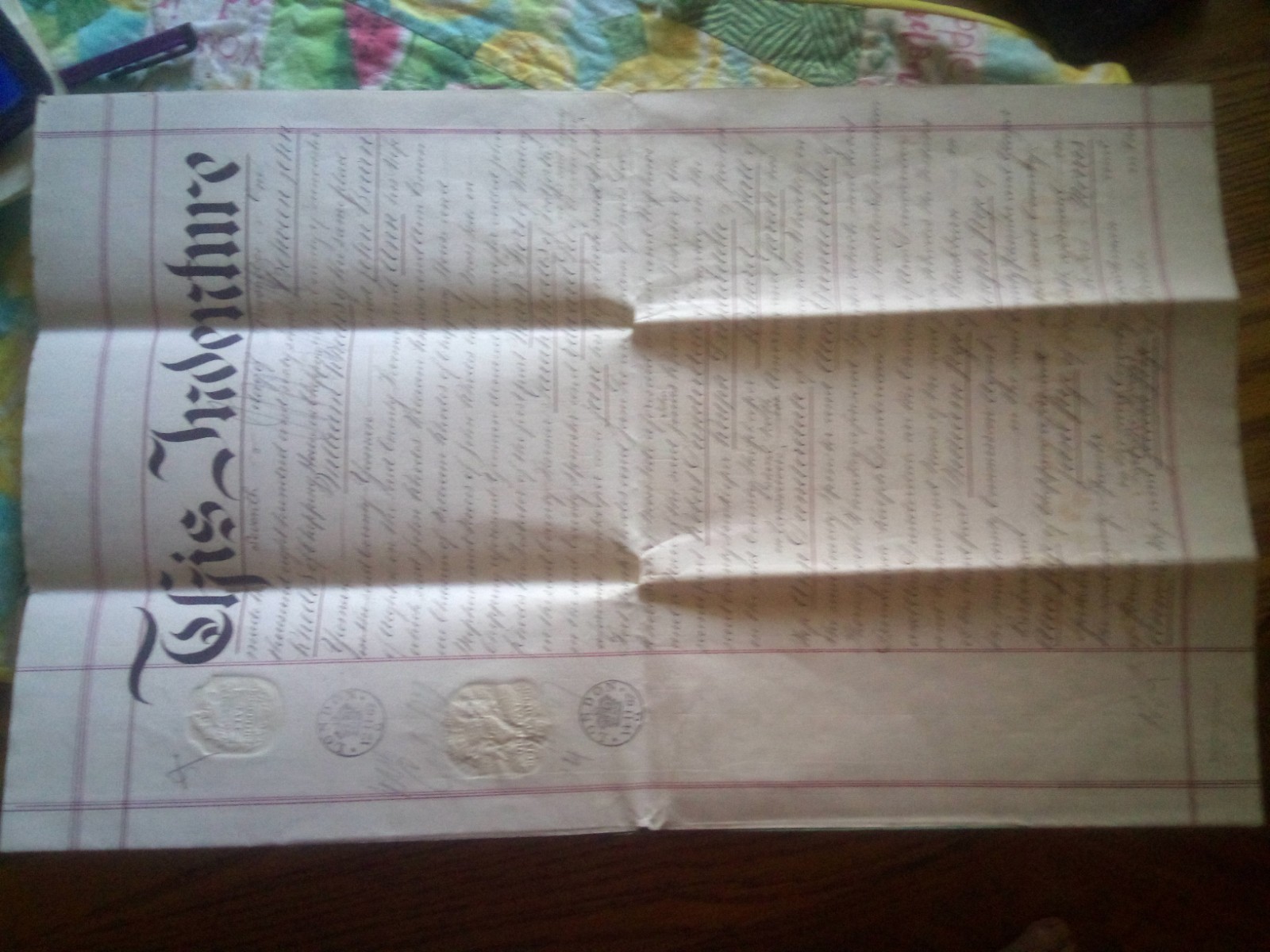 1867 XL Indenture with Multiple Seals 1867 XL Indenture with Multiple Seals