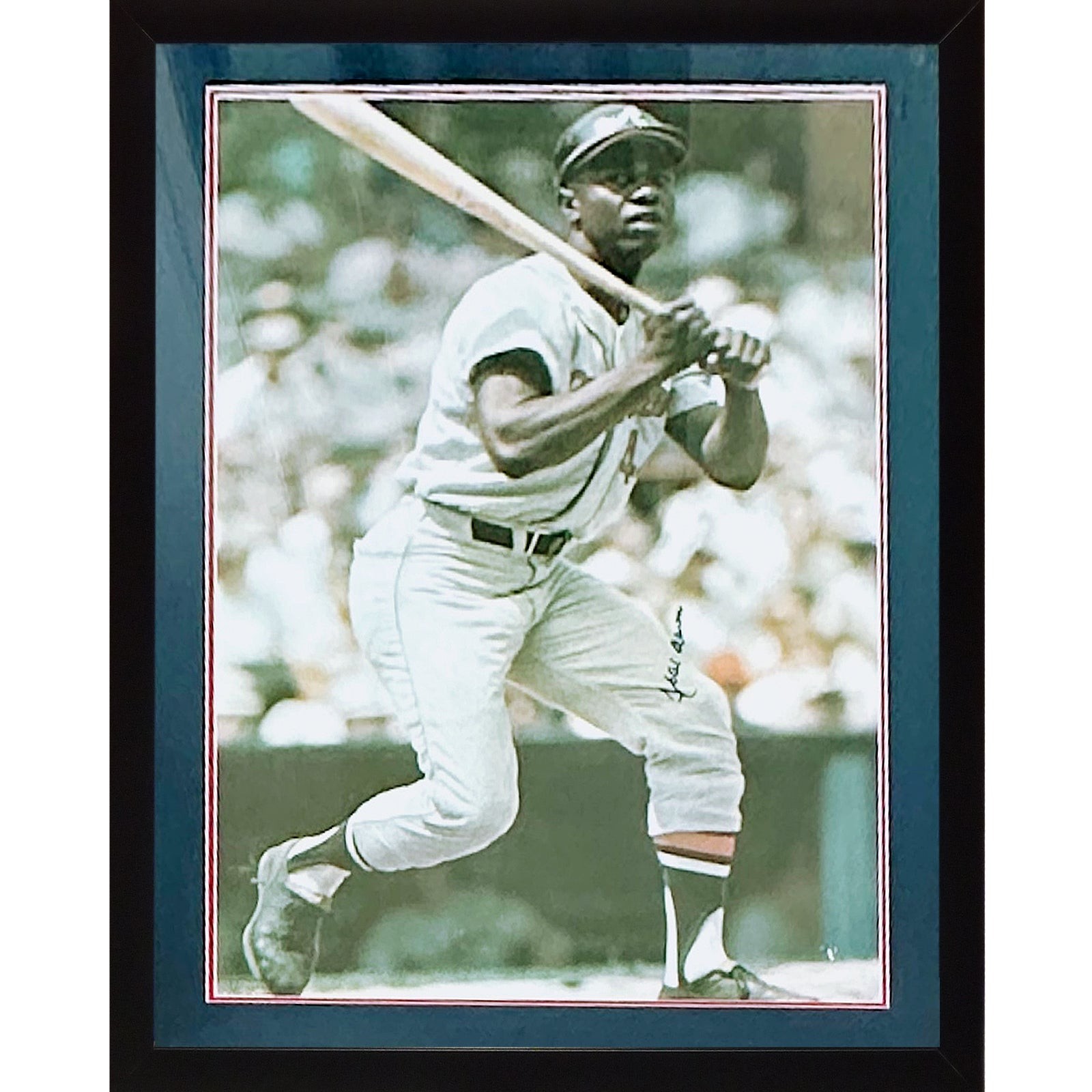 Hank Aaron Autographed Atlanta Braves 1968 Vintage SI Deluxe Framed Large Poster Hank Aaron Autographed Atlanta Braves 1968 Vintage SI Deluxe Framed Large Poster
