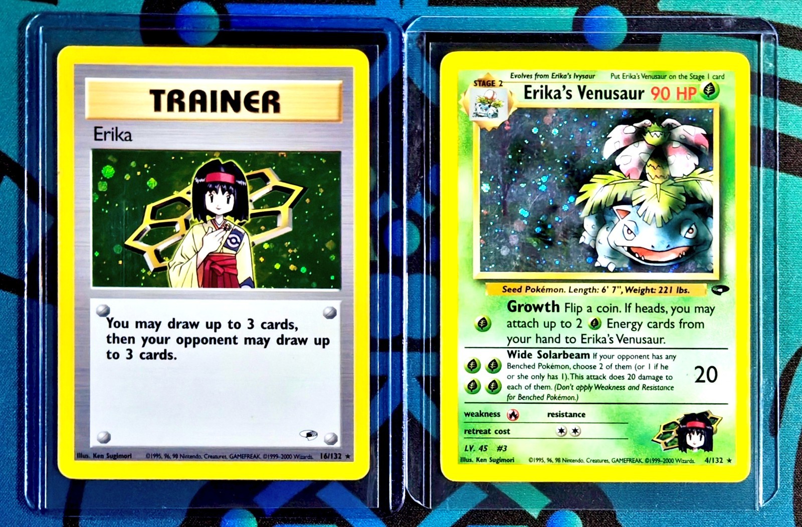 Pokemon ERIKA\'S VENUSAUR Holo & ERIKA Holo Set | 2000 Gym Challenge & Gym Heroes Pokemon ERIKA\'S VENUSAUR Holo & ERIKA Holo Set | 2000 Gym Challenge & Gym Heroes