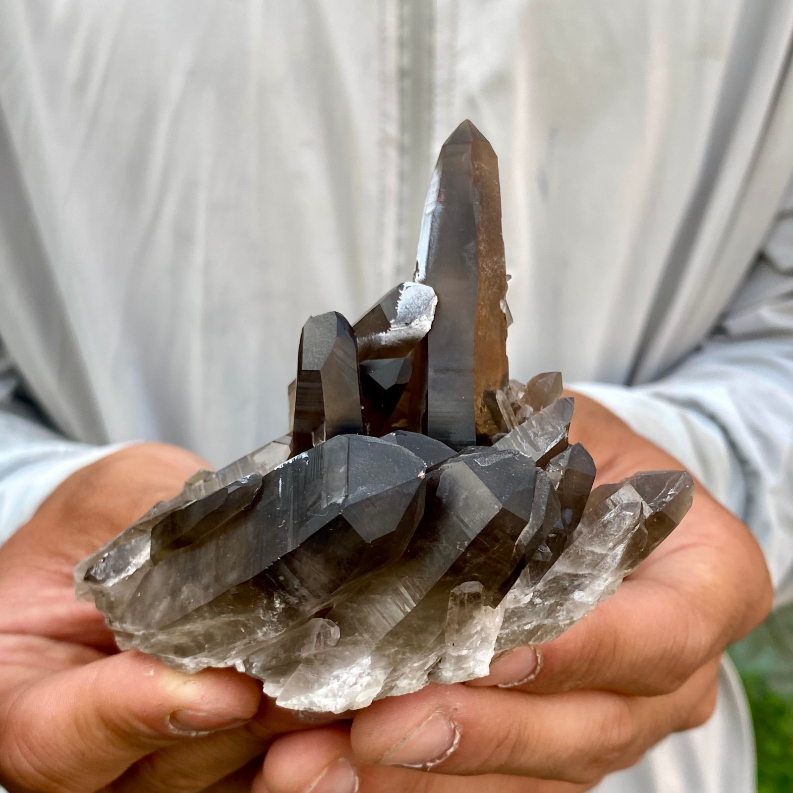 187G Natural Smoky Black Quartz Cluster Crystal raw Specimen Healing