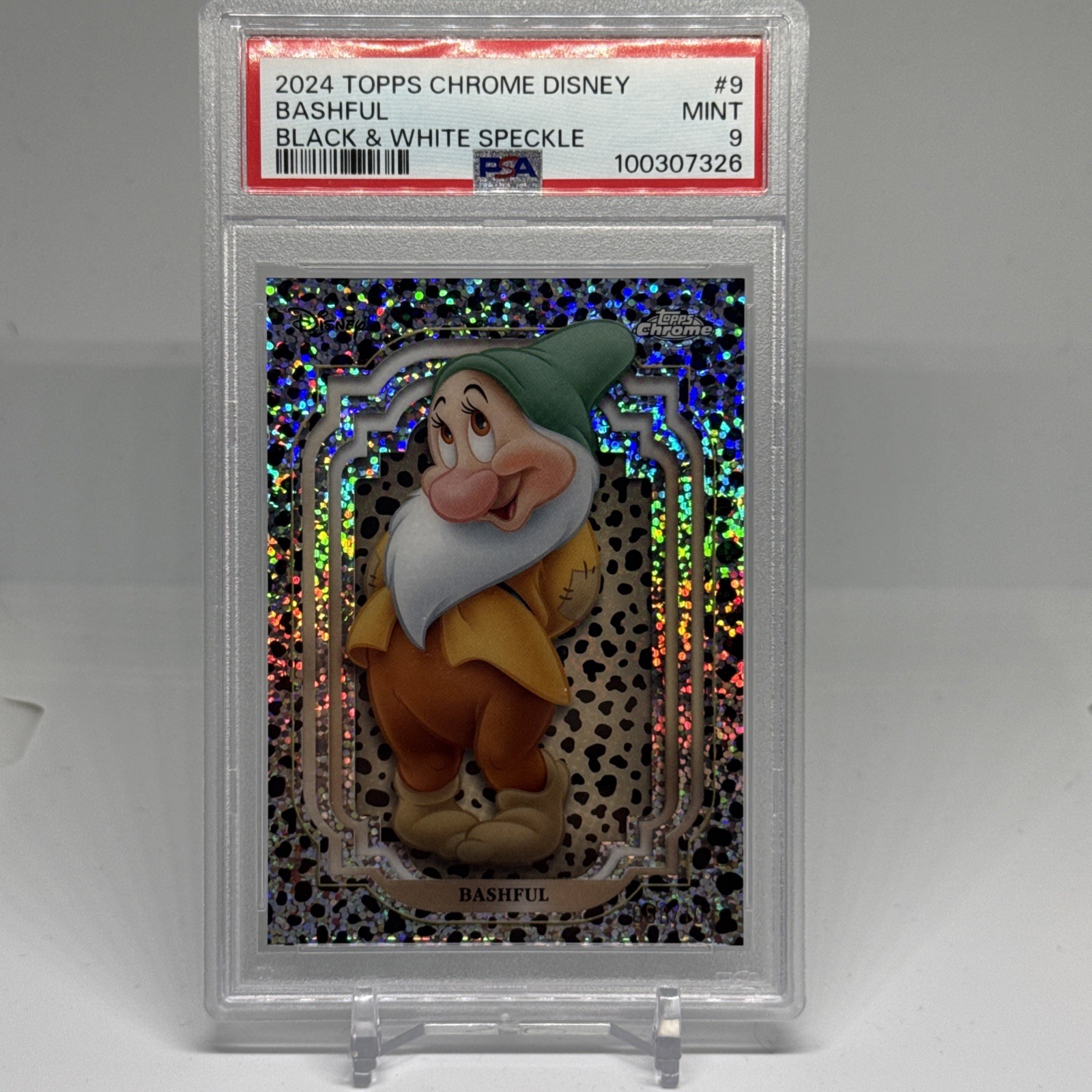 BASHFUL 2024 Topps Chrome Disney #9 BLACK & WHITE SPECKLE /101 PSA 9 Mint BASHFUL 2024 Topps Chrome Disney #9 BLACK & WHITE SPECKLE /101 PSA 9 Mint