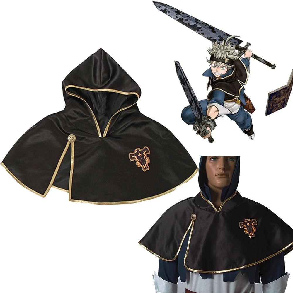 Asta Black Clover Team Black Bull Hooded Black Short Cloak Cosplay Costume Anime Asta Black Clover Team Black Bull Hooded Black Short Cloak Cosplay Costume Anime