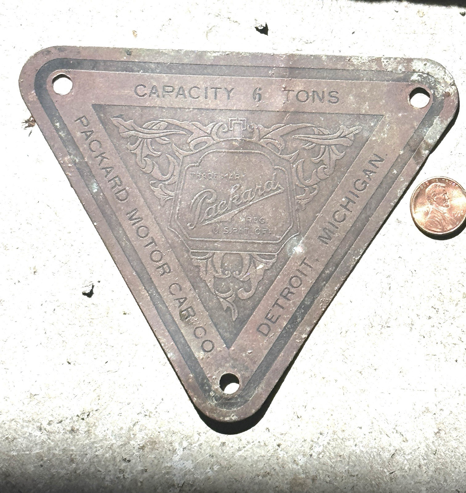 Rare Antique Original Packard Truck 6-Ton Capacity Plate Emblem Tag Sign 1911-14 Rare Antique Original Packard Truck 6-Ton Capacity Plate Emblem Tag Sign 1911-14