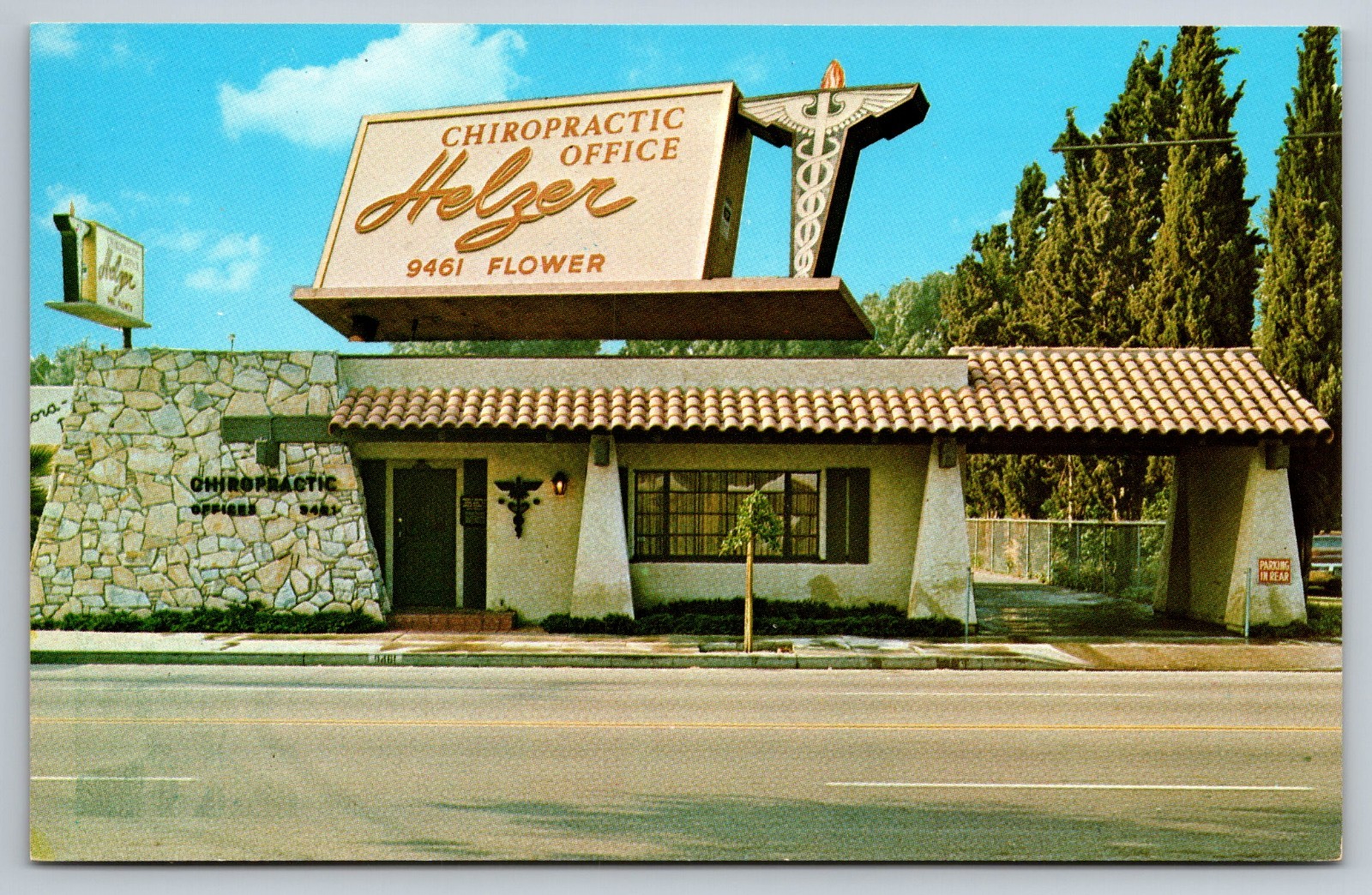 Bellflower California Helzer Chiropractic Office on Flower St Vintage Postcard Bellflower California Helzer Chiropractic Office on Flower St Vintage Postcard