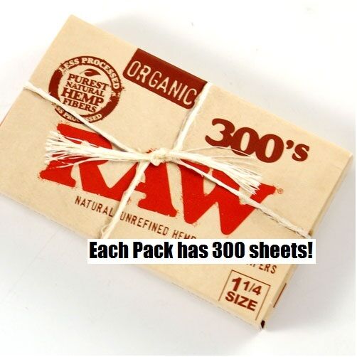RAW 300\'s ORGANIC HEMP Natural unbleached Cigarette Rolling Papers 1 1/4 Size