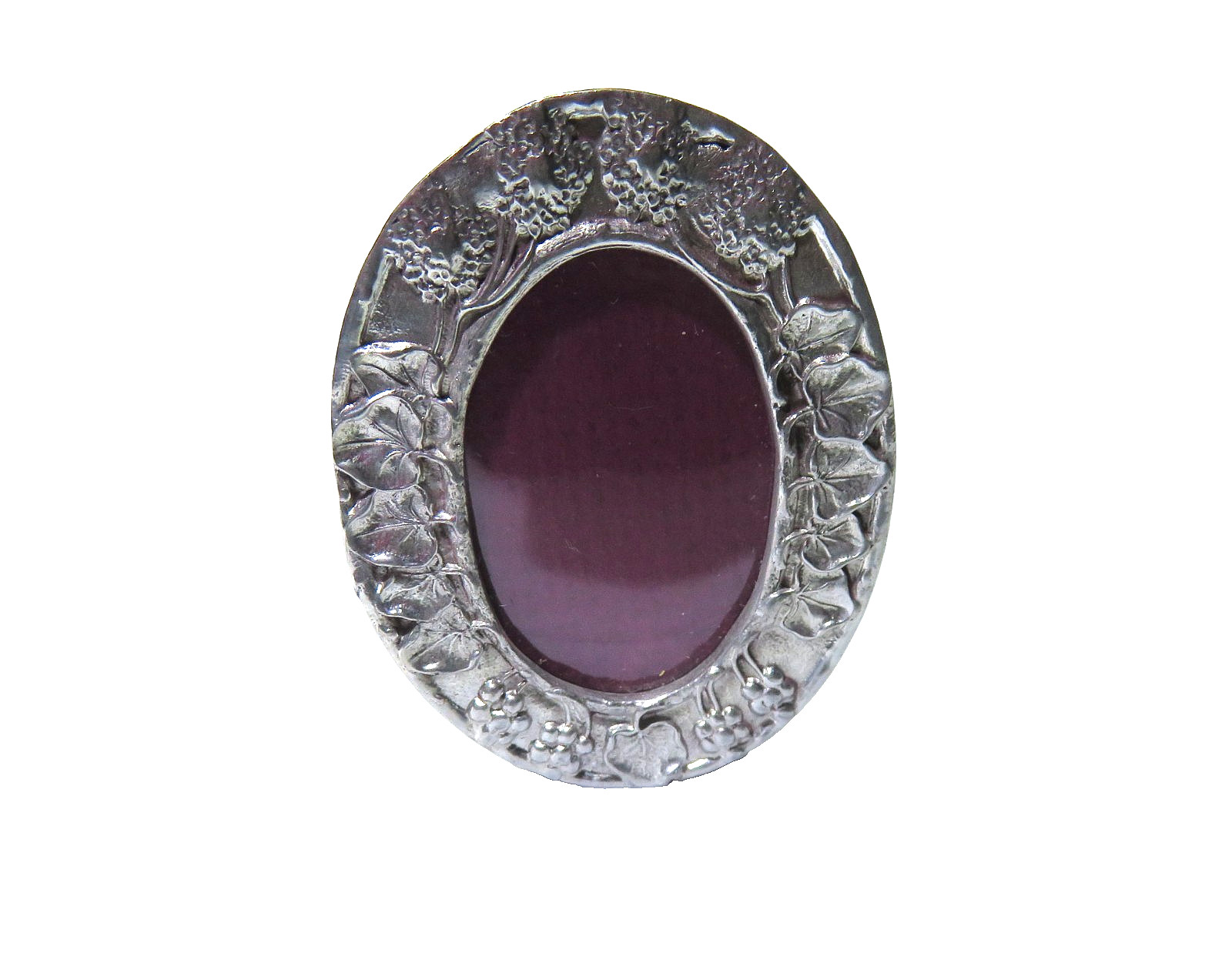 Pewter Elias Style Miniature Oval Picture Frame 1.75x 1.25” Antique Easel Ornate