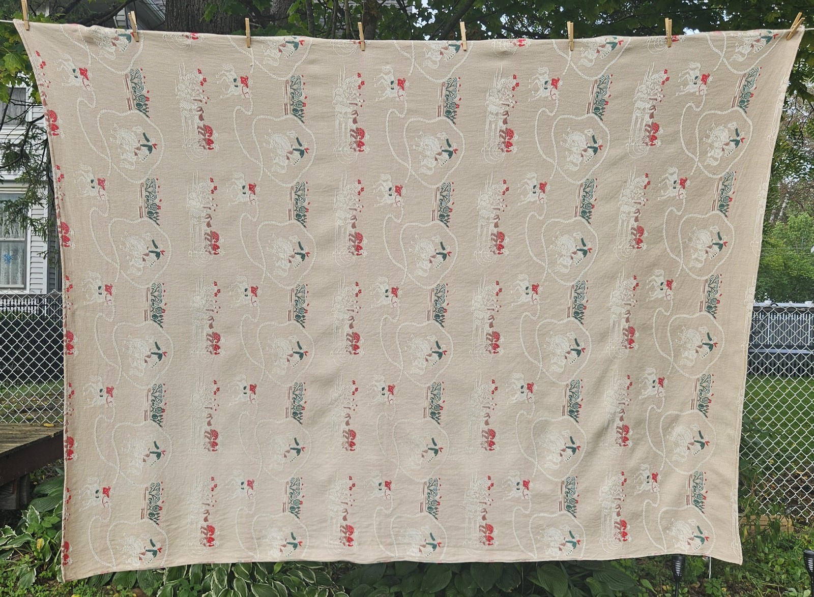 Vintage Bates 69 x 93 Twin Bedspread Blanket Mid Century Cowboy Western Rodeo Vintage Bates 69 x 93 Twin Bedspread Blanket Mid Century Cowboy Western Rodeo