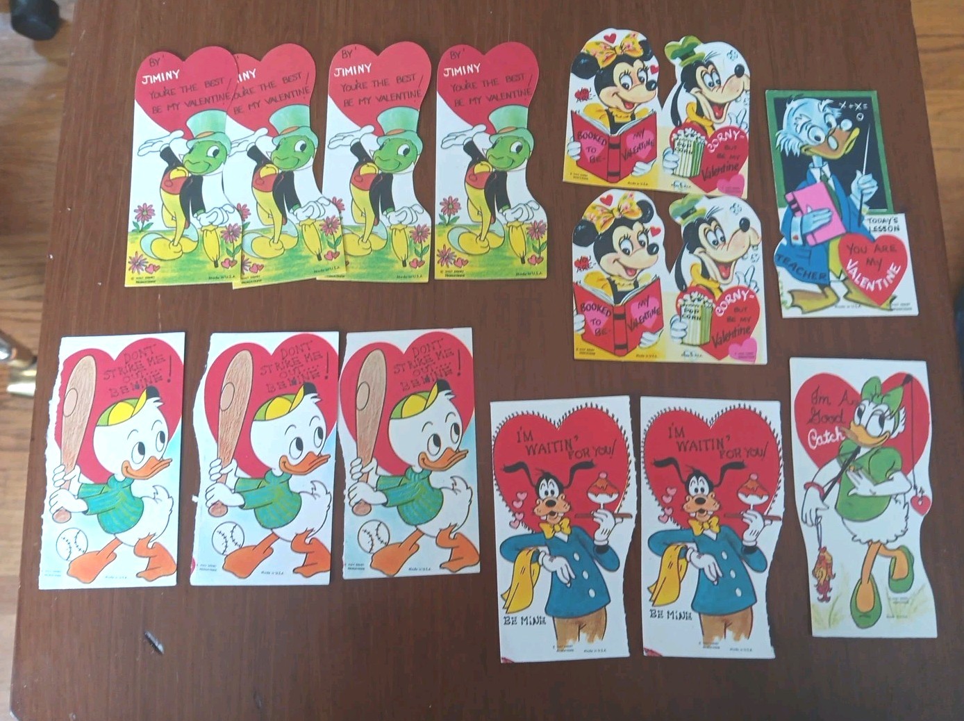 Lot Of 13 Vintage 1950s Disney Die-cut Valentines Unused